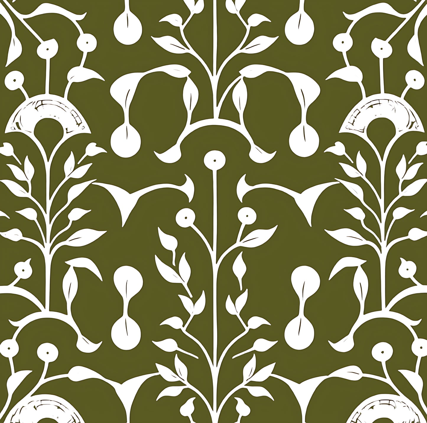 Garden Vine in Olive - Fabric by the Yard