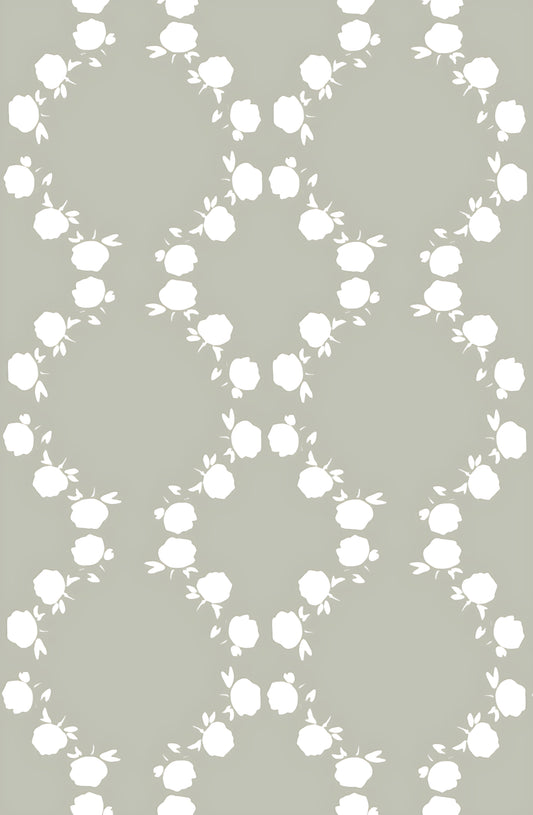 Lattice Blooms in Sage - Fabric by the Yard